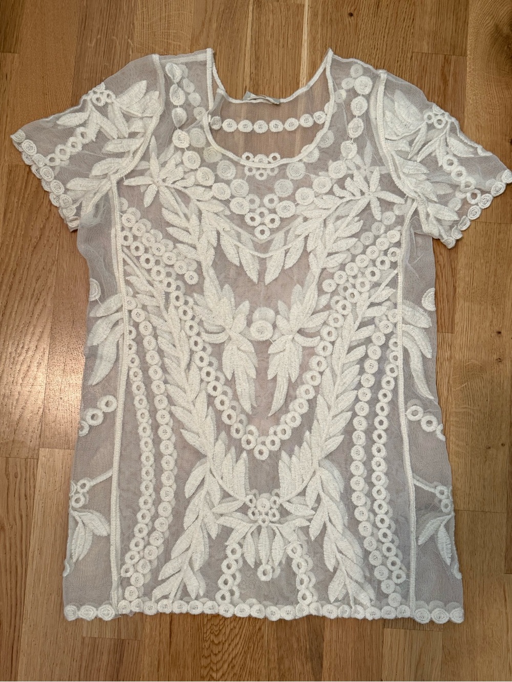 White Embroidered Short Sleeve Tee